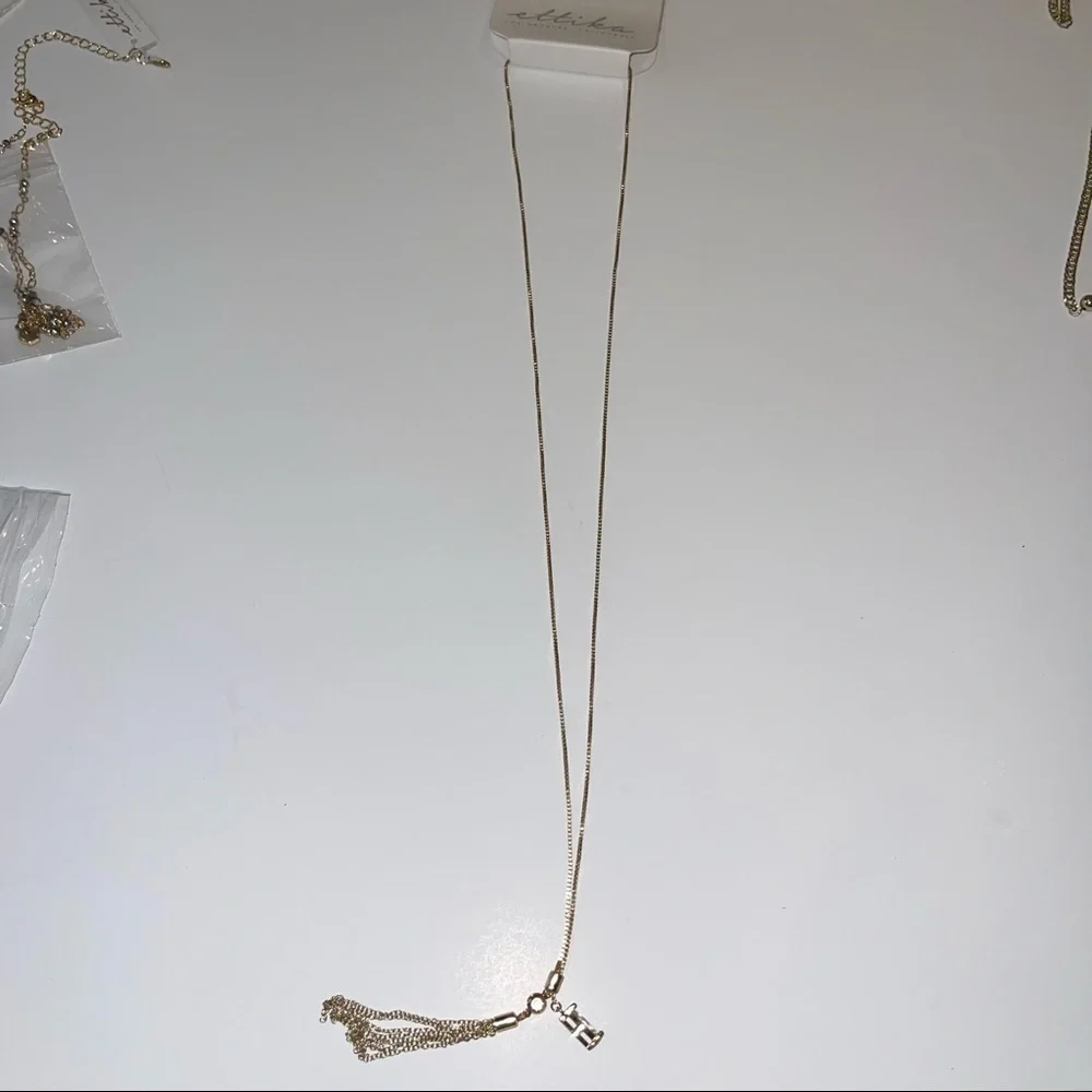 Ettika REVOLVE Gold Tone Tassel Necklace Crystal Charm